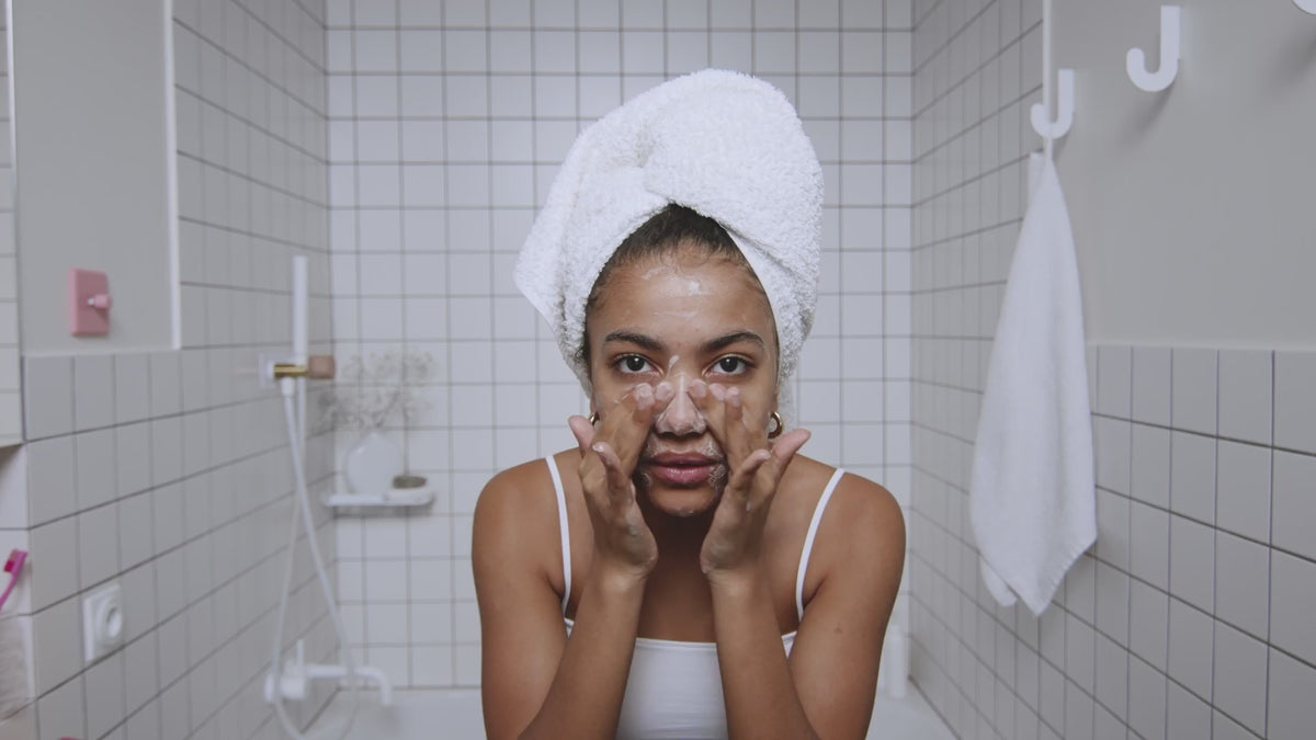 Woman applying products